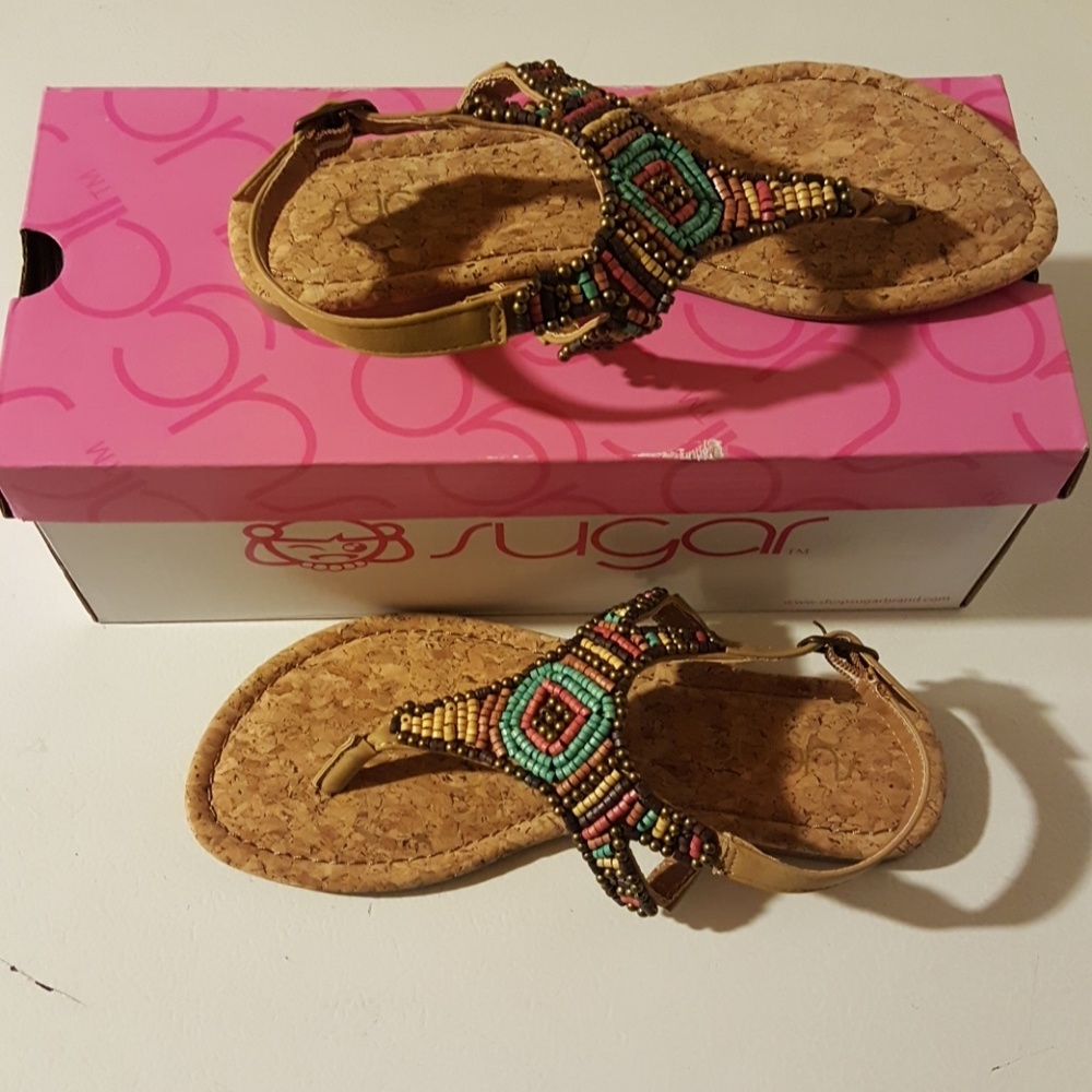 Sugar Trisse Beaded Slingback Sandals Size US 5.5M